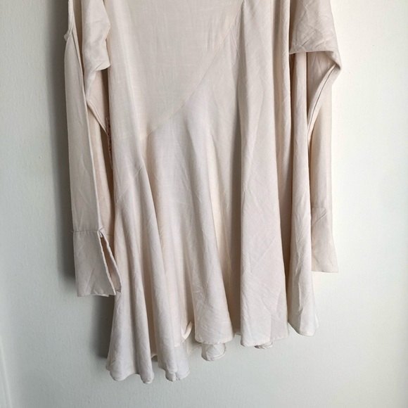 Free People size Medium Clear Skies Cold Shoulder Ivory Tunic Mini Dress - Picture 11 of 12